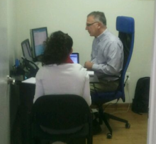 Usability test in progress.  Usability Consultants at the Usability People EHR Safety Enhanced Design